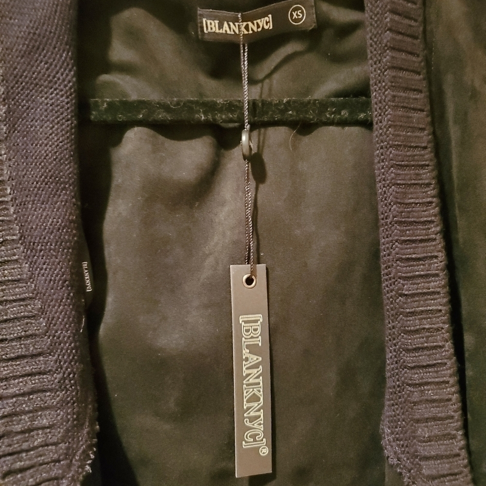 BLANKNYC Denim Faux Suede Drape Front Sweater - Picture 11 of 12